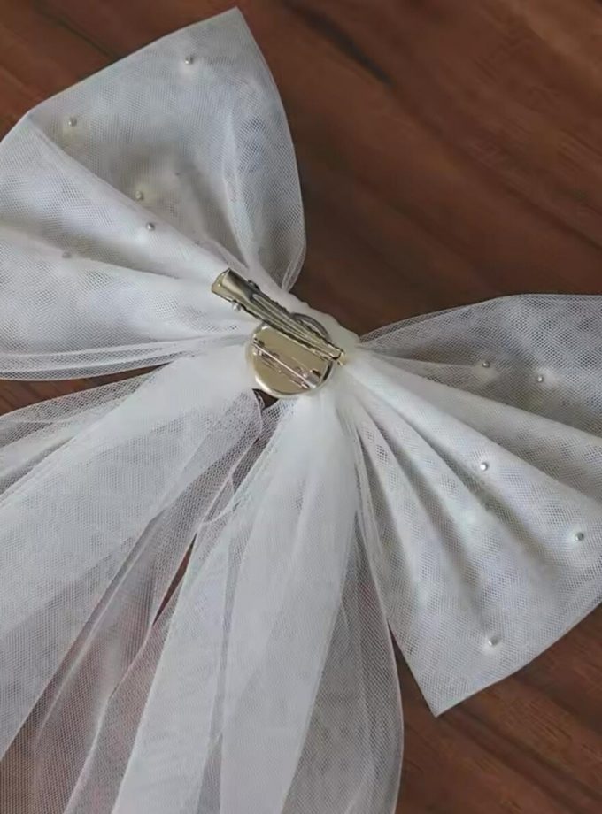 Tocado Velo Lazo Tul Con Perlas