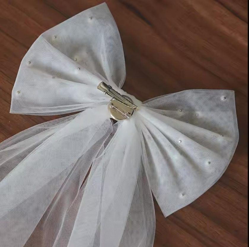 Tocado Velo Lazo Tul Con Perlas