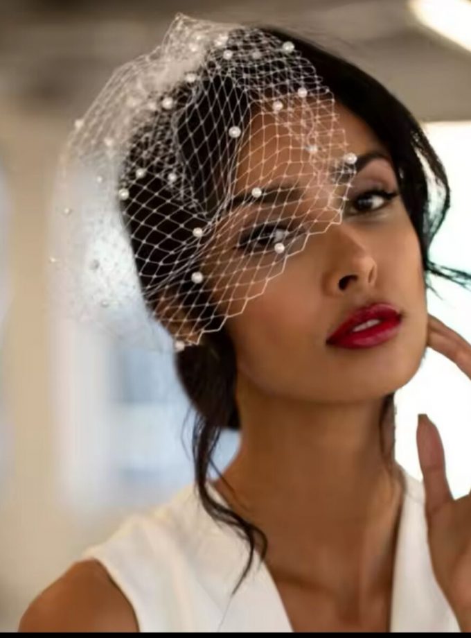 Tocado Velo Mini Perlas