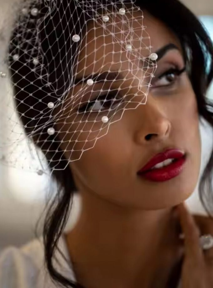 Tocado Velo Mini Perlas