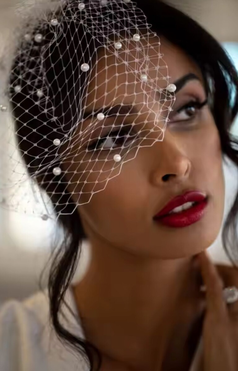 Tocado Velo Mini Perlas