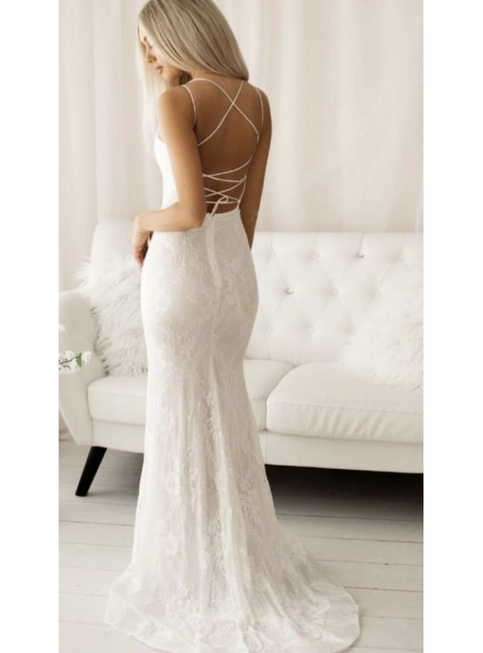 Vestido Sirena Espalda Cruzada Novia
