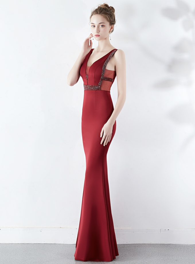 Vestido Sirena Brillos Transparencia