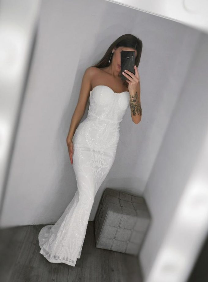 Vestido Sirena Brillos Novia