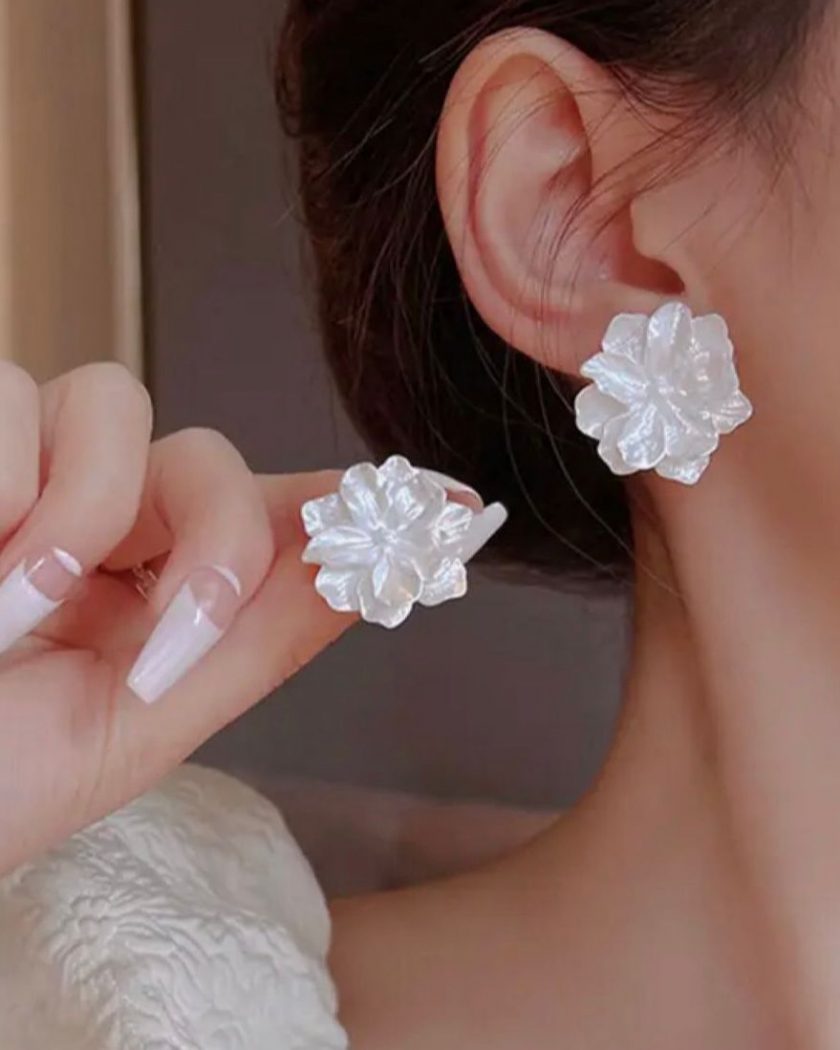 Pendientes Flor Nacarada - Imagen 5