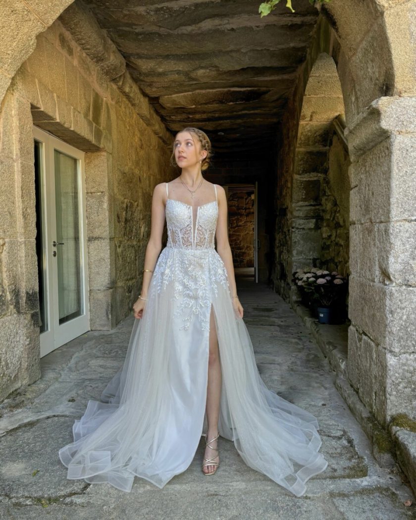 Vestido Tul Sobre Falda Novia - Imagen 3