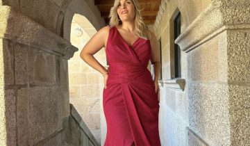 Vestido Sirena Brillos Volante Curvy