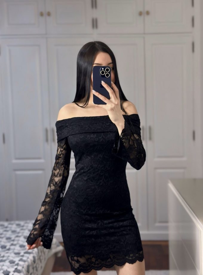 Vestido Encaje Manga Larga