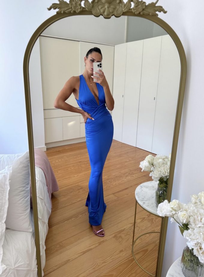 Vestido Seda Sirena Cruzado Espalda