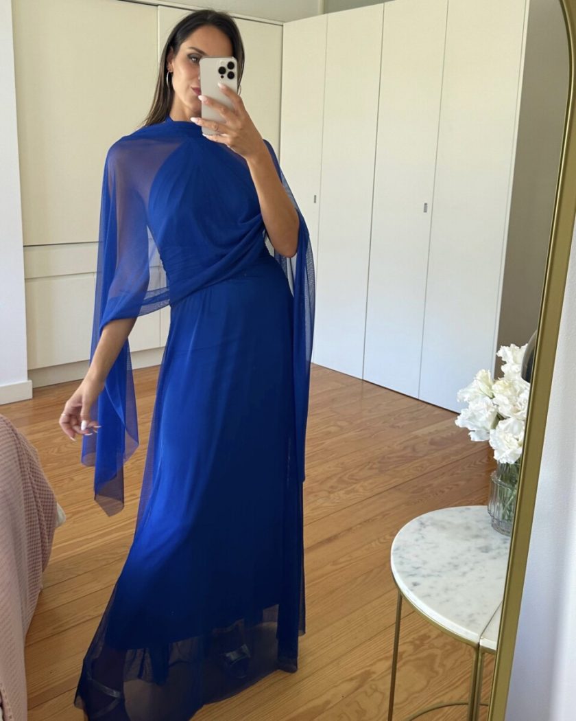 Vestido Tul Halter Abertura Pecho - Imagen 9