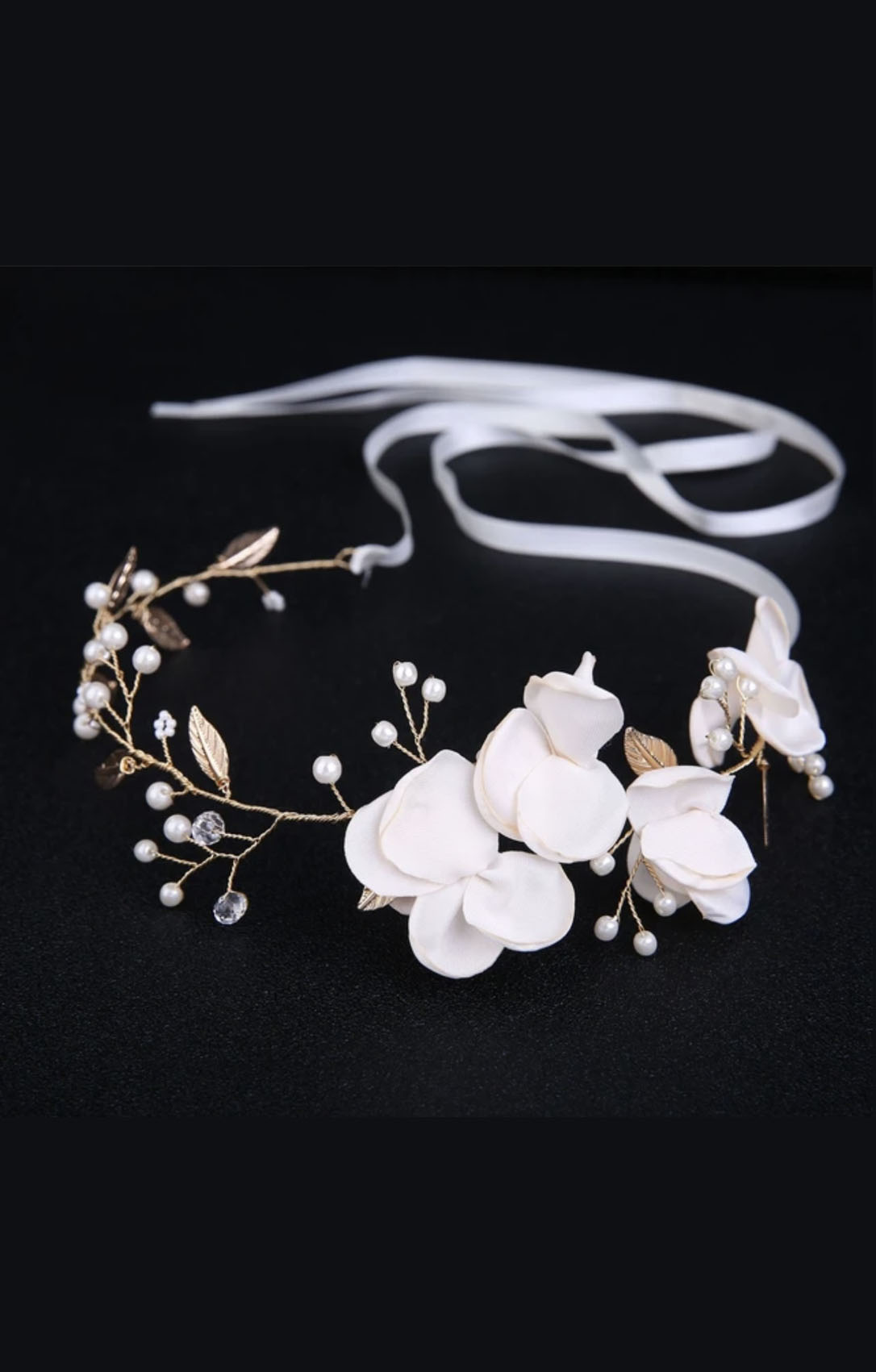 Tocado Pétalos Perlas