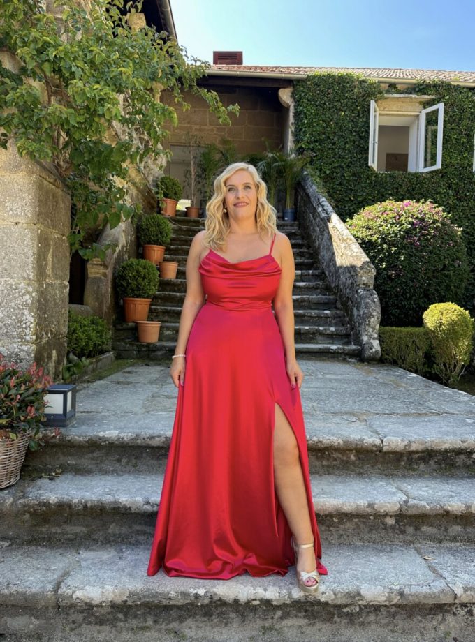 Vestido Seda Drapeado