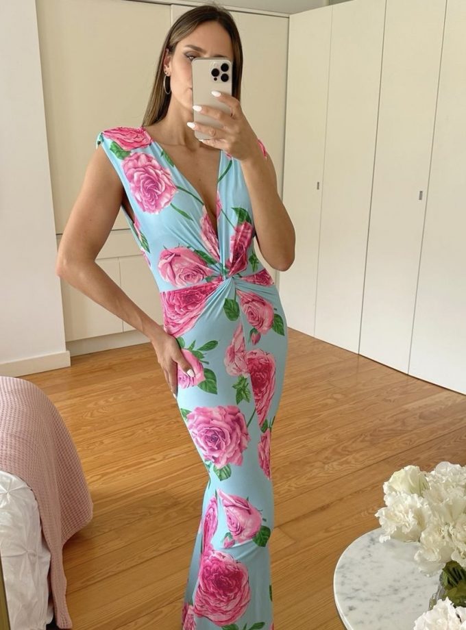 Vestido Estampado Espalda Abierta