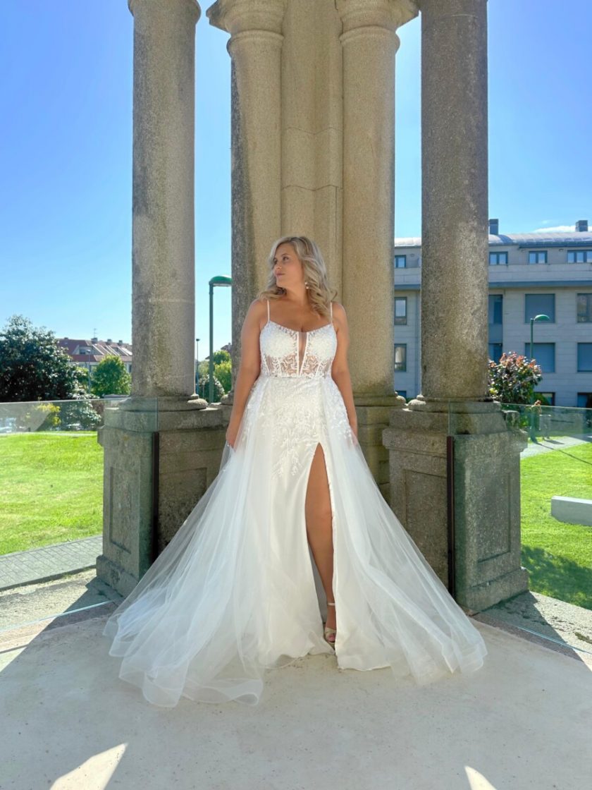 Vestido Tul Sobre Falda Novia - Imagen 8