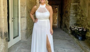Vestido Tul Halter Transparencia Pecho Novia