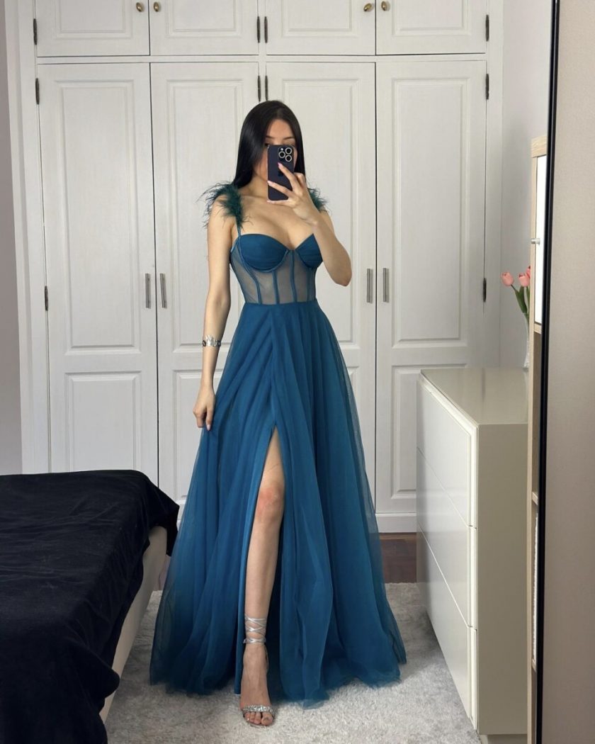 Vestido Corsé Transparecias Plumas - Imagen 12