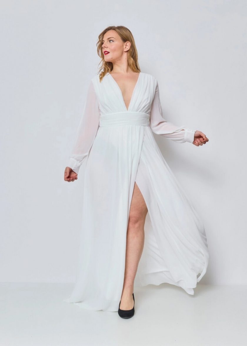 Vestido Gasa Aberturas Mangas Novia - Imagen 14