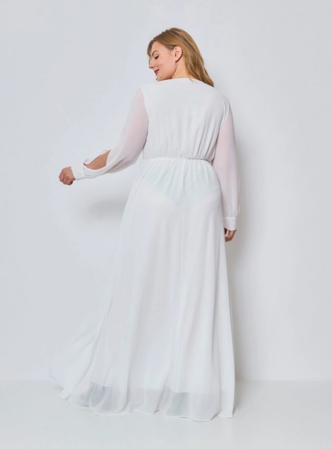 Vestido Gasa Aberturas Mangas Novia