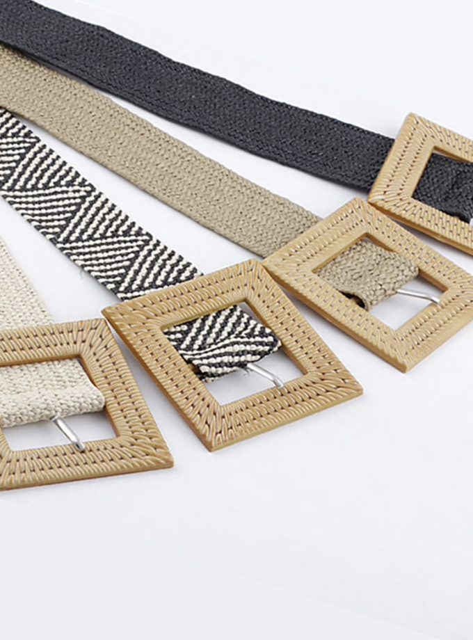 Cinturón Rafia Cuadrado