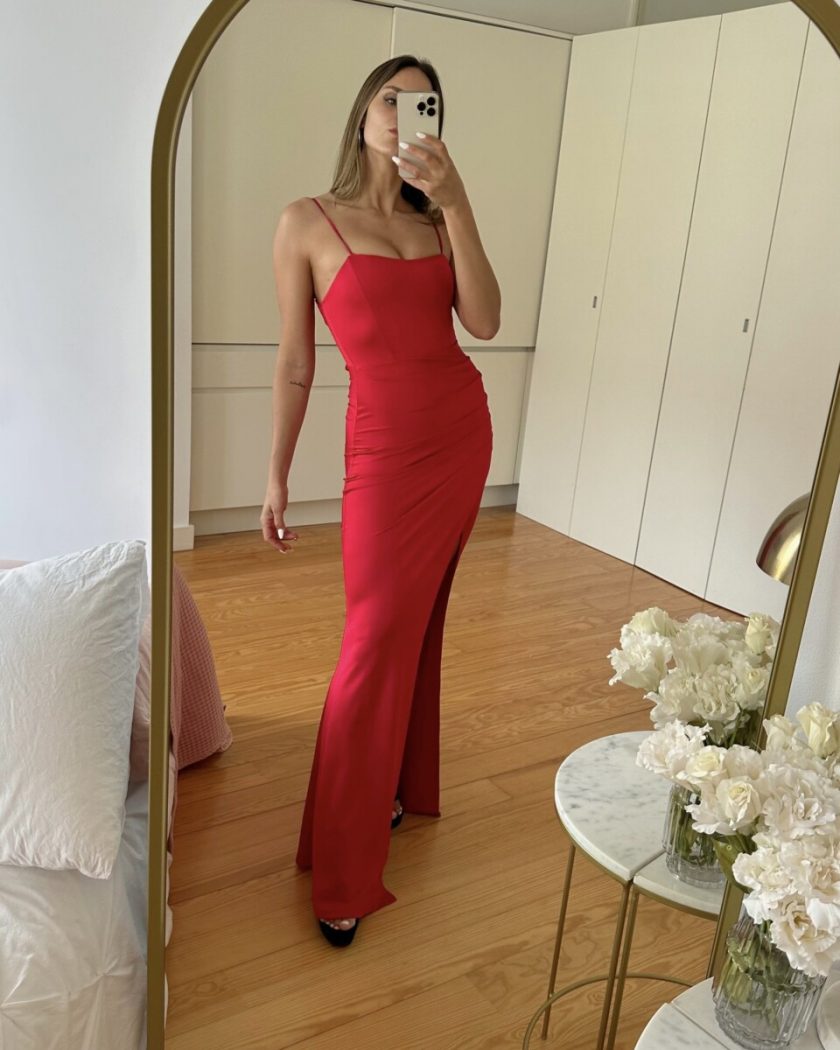Vestido Seda Elástico Drapeado Espalda - Imagen 6