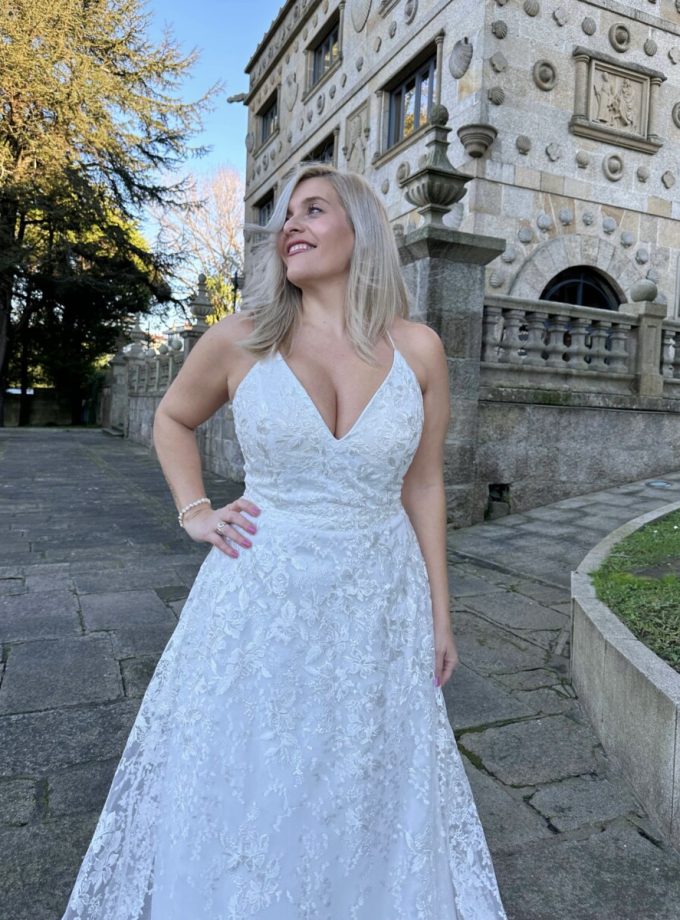 Vestido Novia Encaje Flores