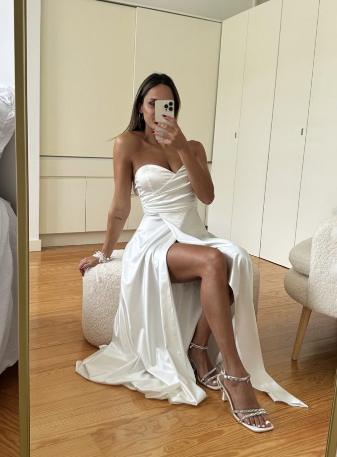 Vestido Seda Escote Corazón Novia