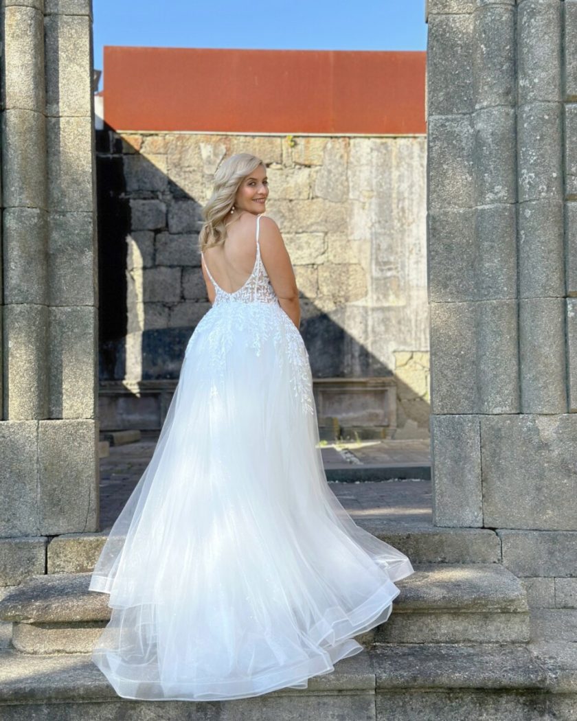 Vestido Tul Sobre Falda Novia - Imagen 7