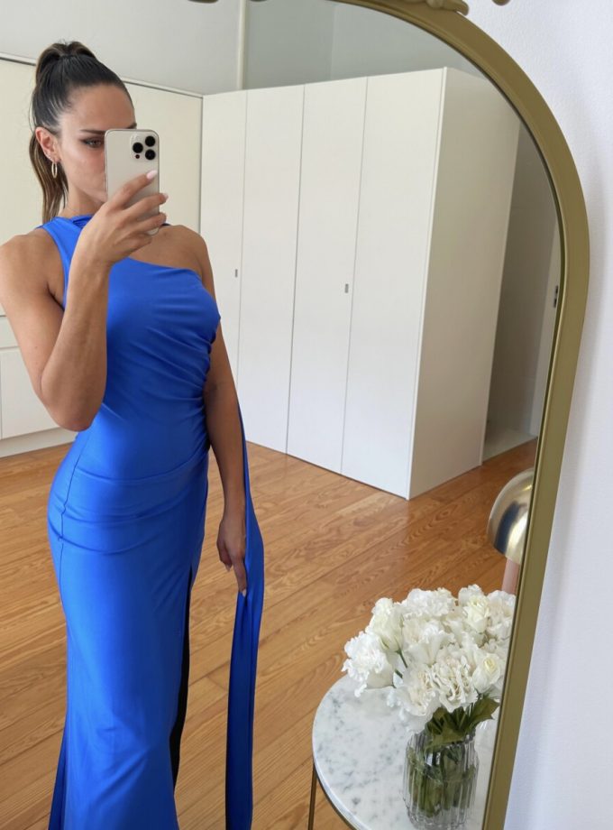 Vestido Seda Atado Cuello