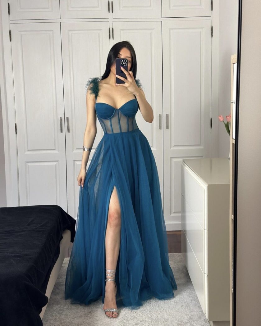 Vestido Corsé Transparecias Plumas - Imagen 14