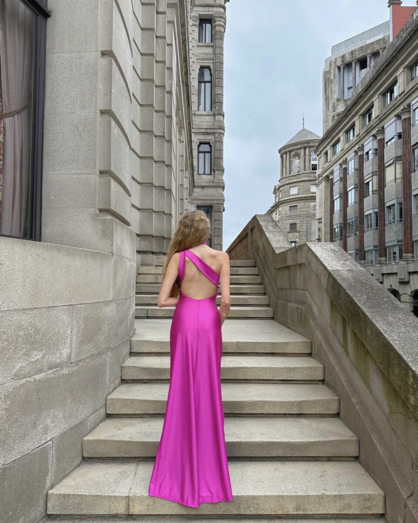Vestido Seda Atado Cuello - Imagen 6