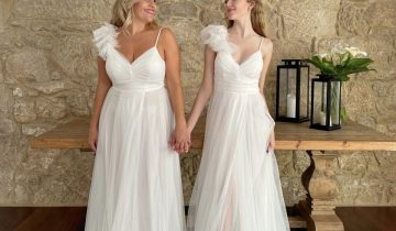 Vestido Tul Abertura Hombro Novia