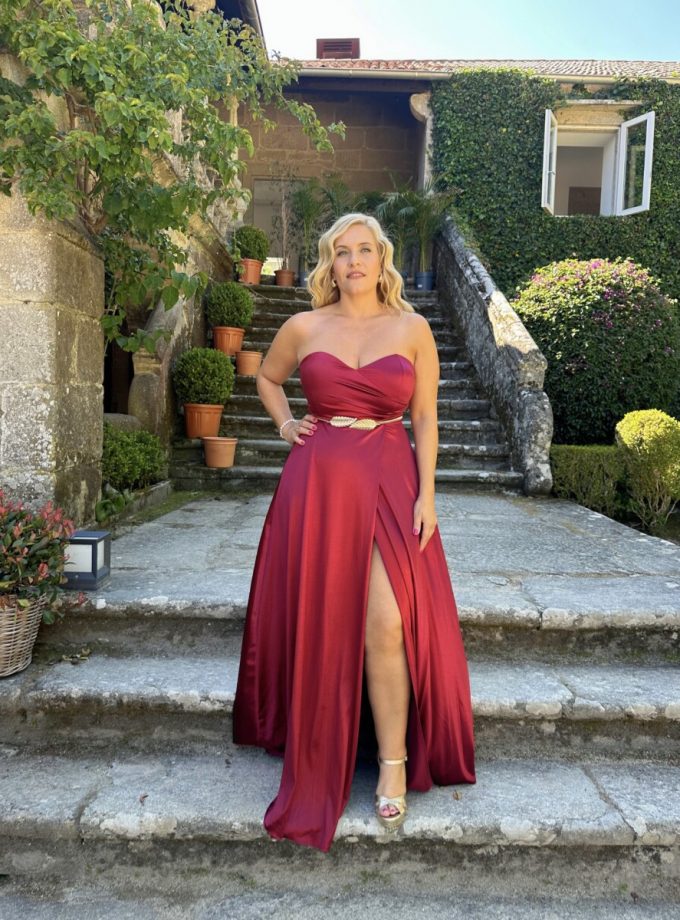 Vestido Seda Escote Corazón