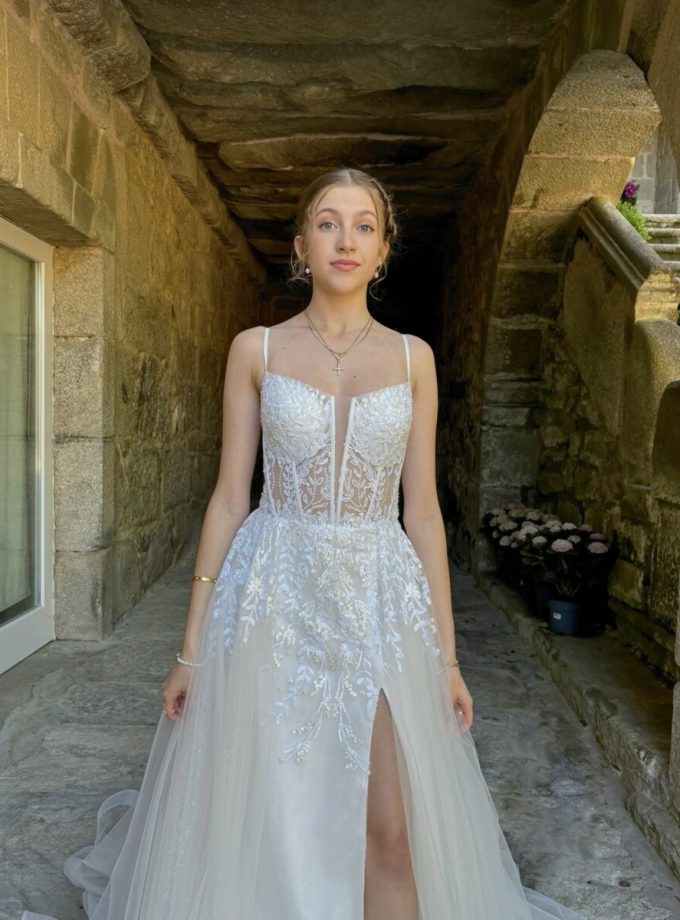 Vestido Tul Sobre Falda Novia