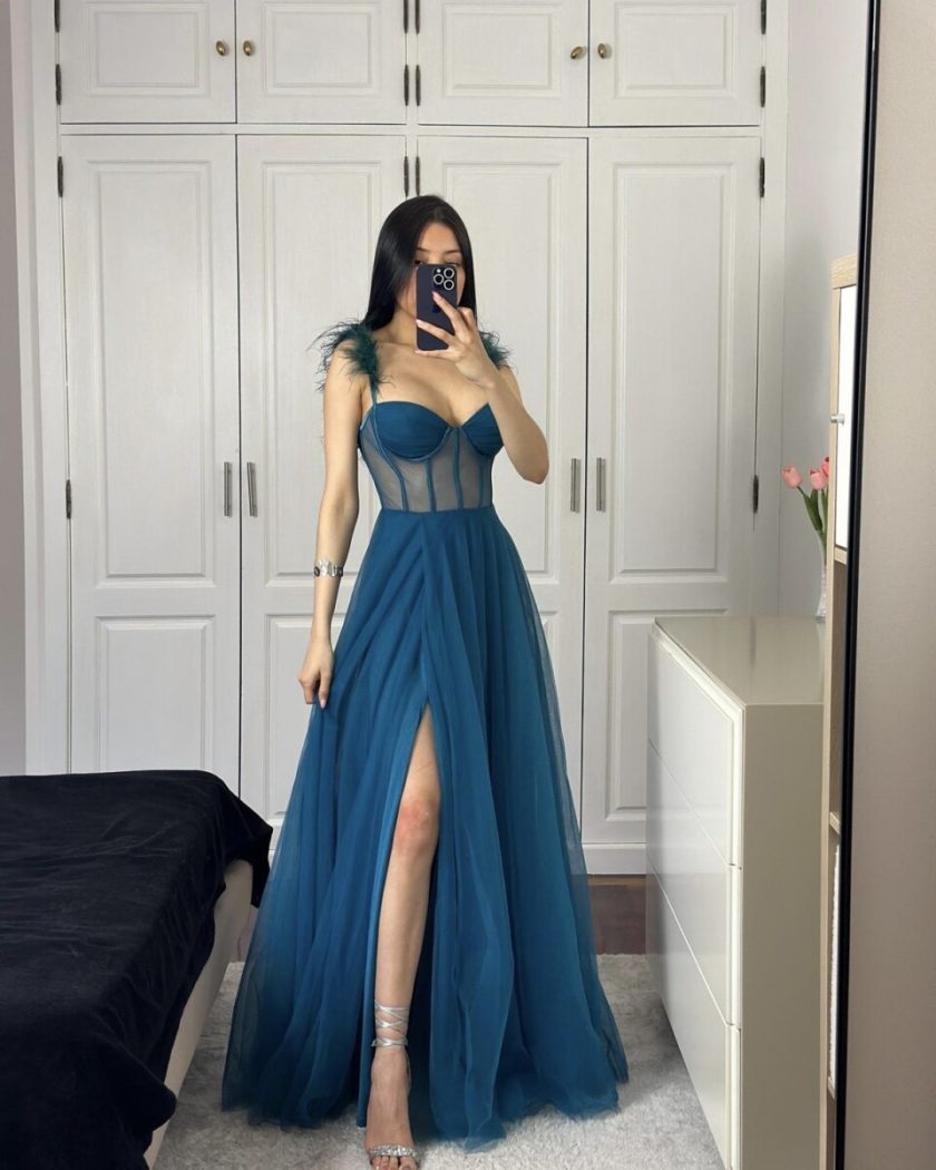 Vestido Corsé Transparecias Plumas - Imagen 11