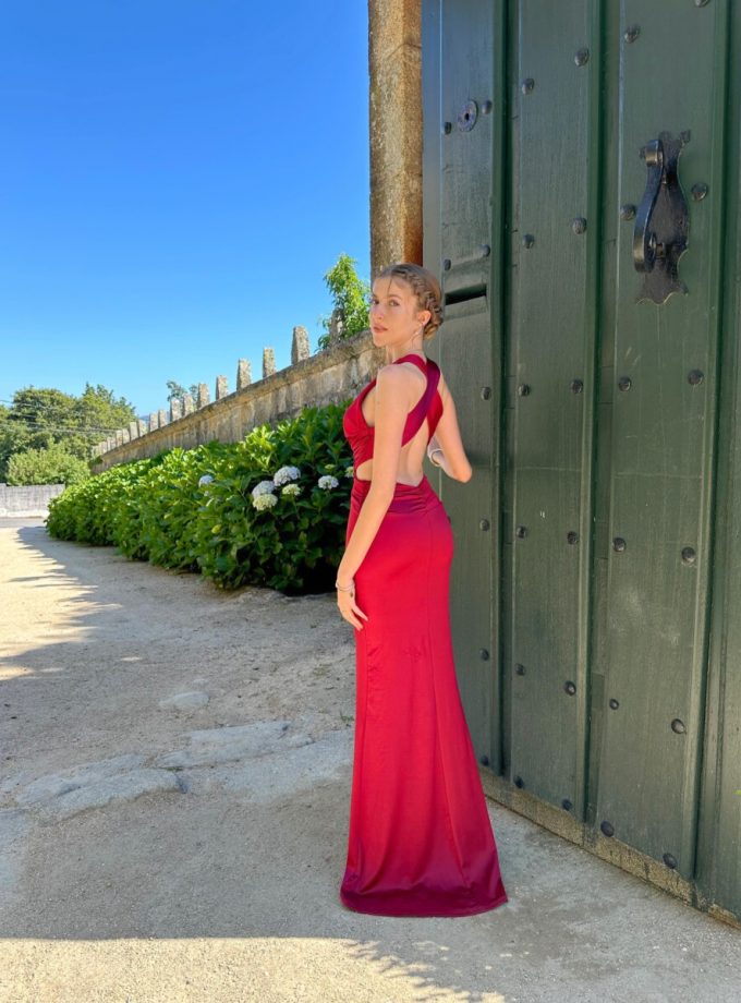 Vestido Seda Sirena Cruzado Espalda