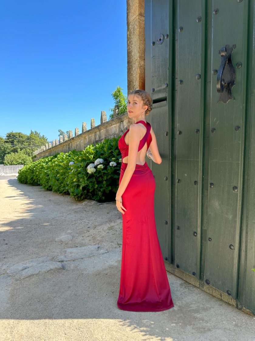 Vestido Seda Sirena Cruzado Espalda - Imagen 6