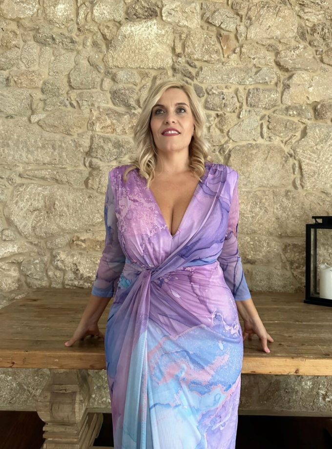 Vestido Estampado Nudo Curvy Midi