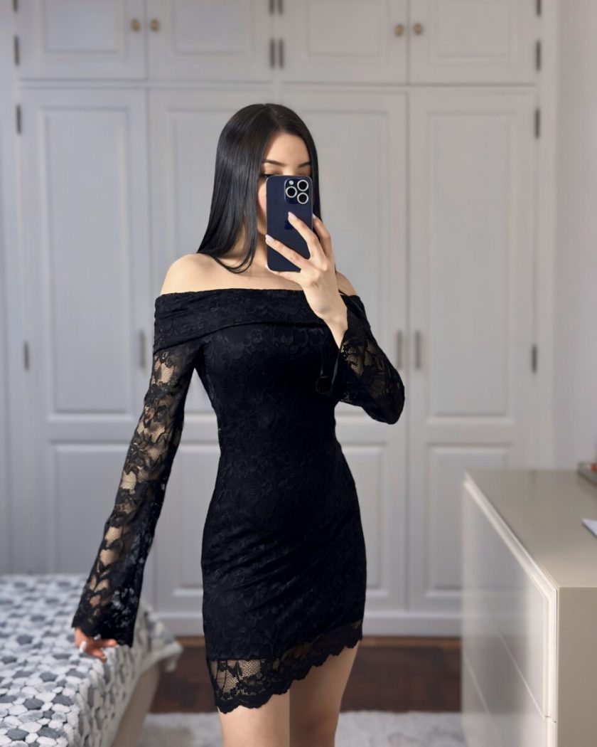 Vestido Encaje Manga Larga