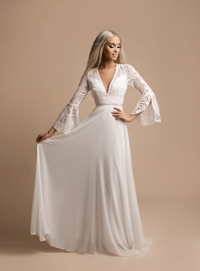 Vestido Ibiza Mangas Volante Novia