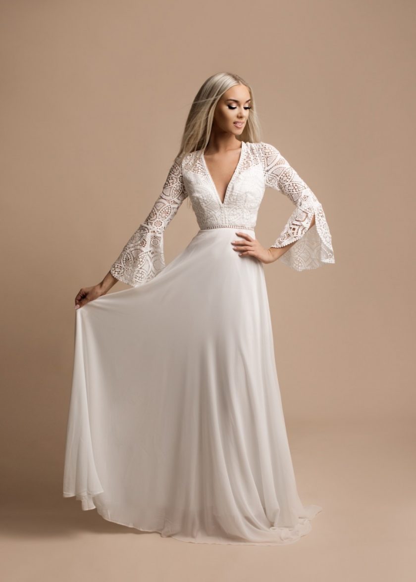 Vestido Ibiza Mangas Volante Novia - Imagen 11