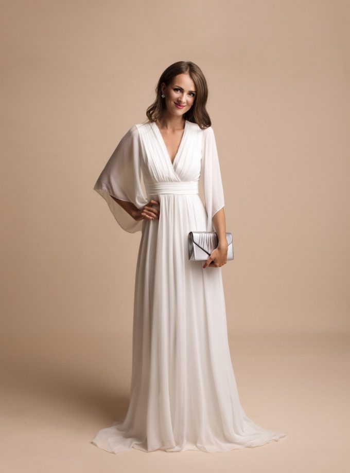 Vestido Gasa Mangas Novia