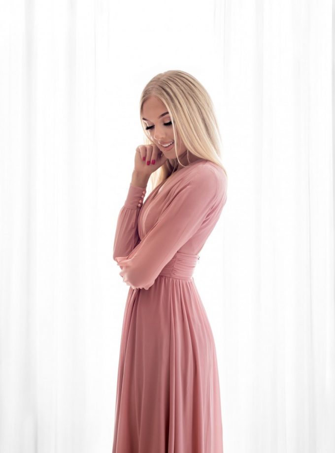 Vestido Gasa Aberturas Mangas