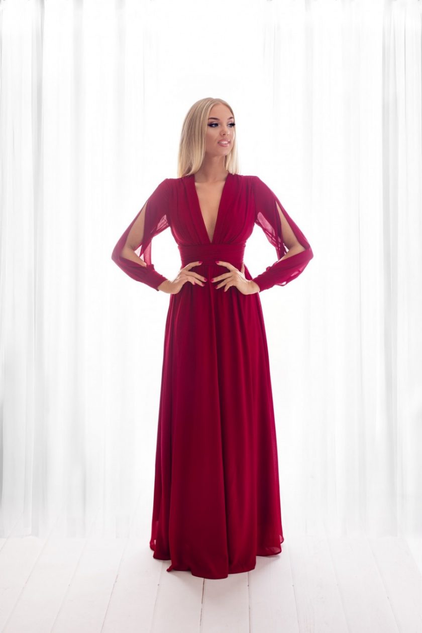 Vestido Gasa Aberturas Mangas - Imagen 14