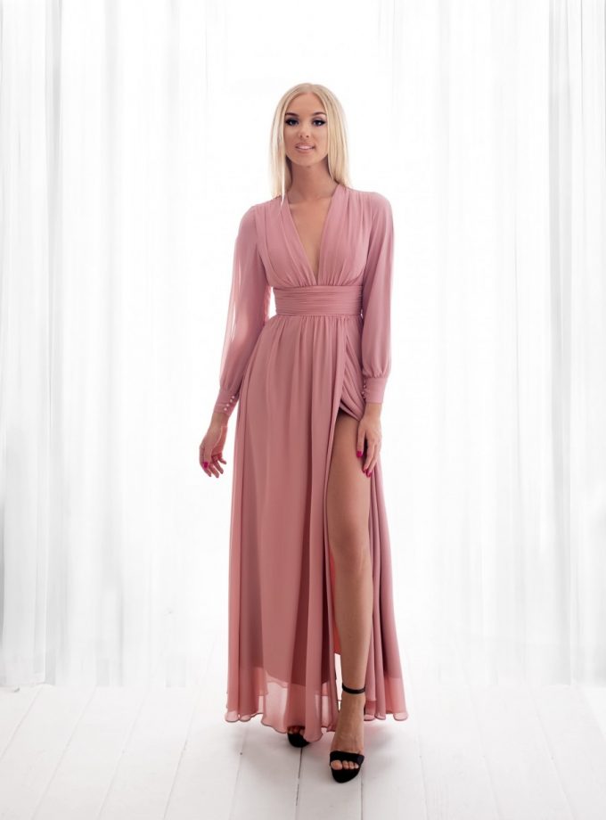 Vestido Gasa Aberturas Mangas