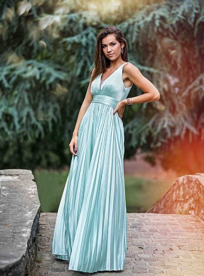 Vestido Seda Plisado