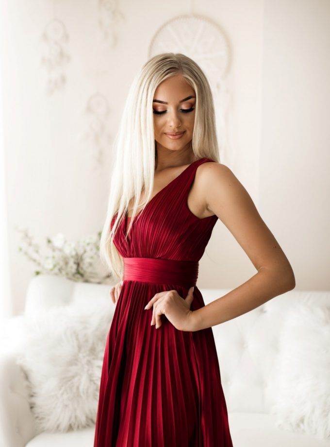 Vestido Seda Plisado