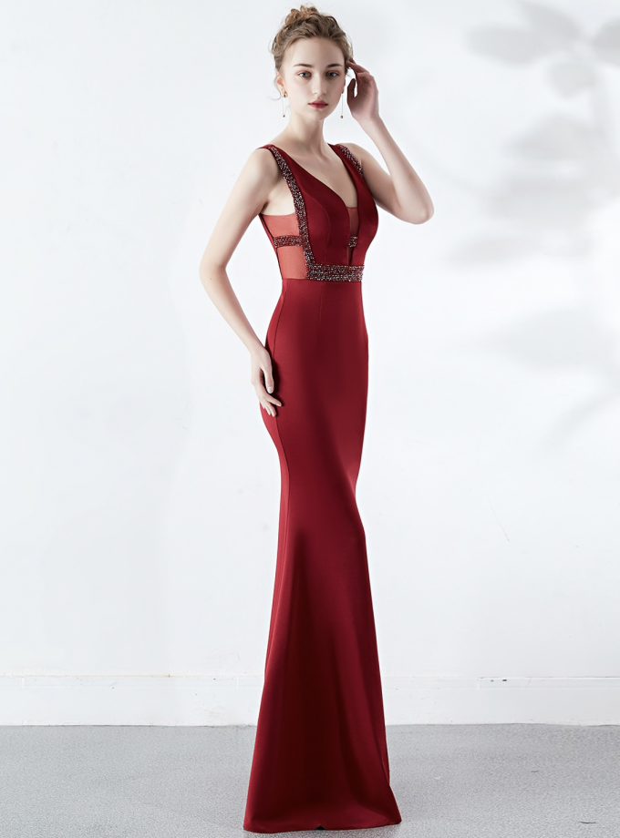 Vestido Sirena Brillos Transparencia