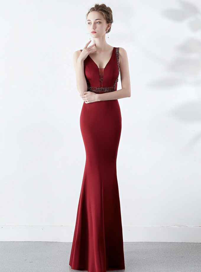 Vestido Sirena Brillos Transparencia