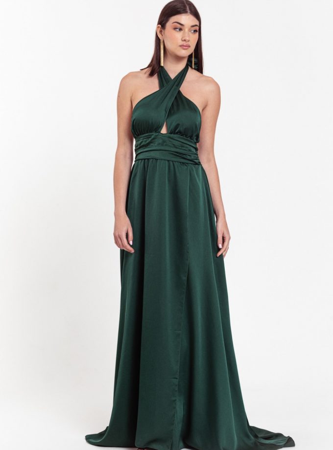 Vestido Seda Pecho Cruzado