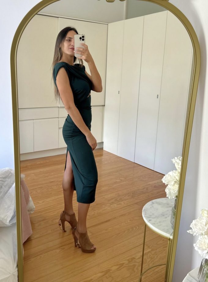 Vestido Cruzado Abertura Midi